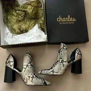 Charles David Faux Snake Skin Heel Booties 8.5